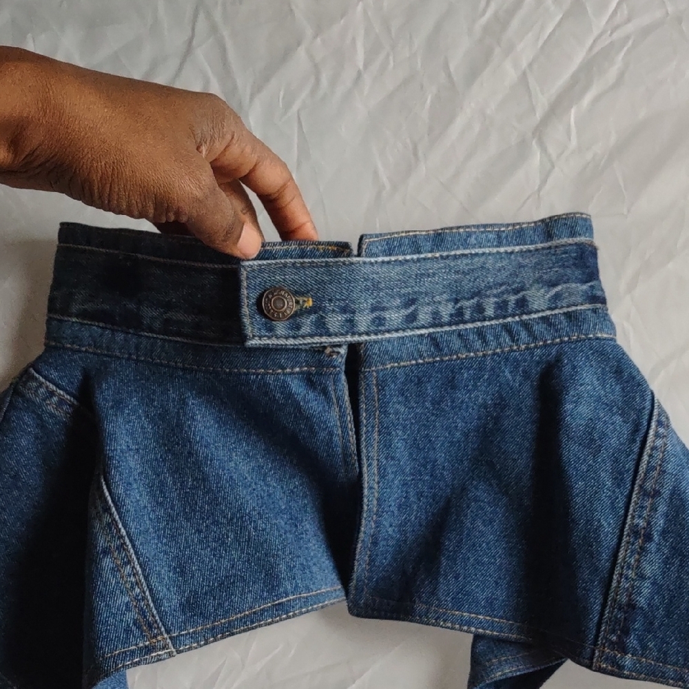 Handcrafted Denim Peplum. Made With Upcycled Denim. One-of-a-kind Piece - Picture 3 of 5